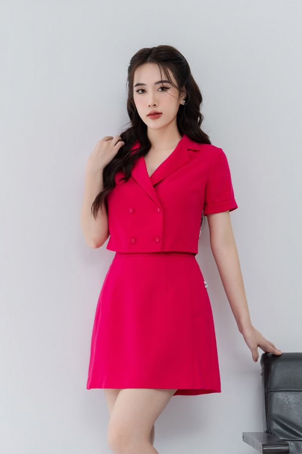Áo kiểu croptop cổ vest Áo kiểu croptop cổ vest